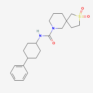 2,2-dioxo-N-(4-phenylcyclohexyl)-2lambda6-thia-9-azaspiro[4.5]decane-9-carboxamide