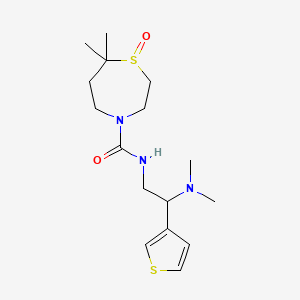 N-[2-(dimethylamino)-2-thiophen-3-ylethyl]-7,7-dimethyl-1-oxo-1,4-thiazepane-4-carboxamide