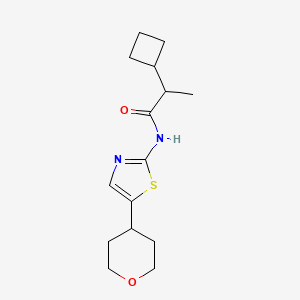 2-cyclobutyl-N-[5-(oxan-4-yl)-1,3-thiazol-2-yl]propanamide