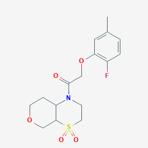 1-(4,4-dioxo-3,4a,5,7,8,8a-hexahydro-2H-pyrano[3,4-b][1,4]thiazin-1-yl)-2-(2-fluoro-5-methylphenoxy)ethanone