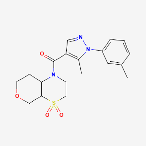 (4,4-dioxo-3,4a,5,7,8,8a-hexahydro-2H-pyrano[3,4-b][1,4]thiazin-1-yl)-[5-methyl-1-(3-methylphenyl)pyrazol-4-yl]methanone