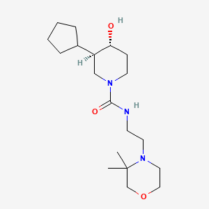 (3R,4R)-3-cyclopentyl-N-[2-(3,3-dimethylmorpholin-4-yl)ethyl]-4-hydroxypiperidine-1-carboxamide