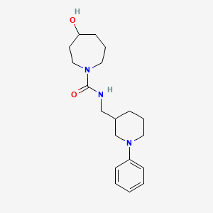 4-hydroxy-N-[(1-phenylpiperidin-3-yl)methyl]azepane-1-carboxamide