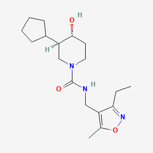 (3R,4R)-3-cyclopentyl-N-[(3-ethyl-5-methyl-1,2-oxazol-4-yl)methyl]-4-hydroxypiperidine-1-carboxamide