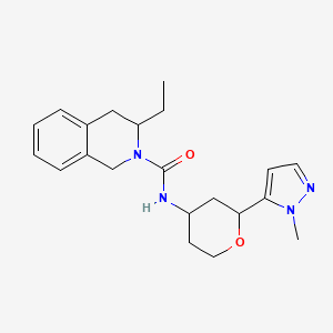 3-ethyl-N-[2-(2-methylpyrazol-3-yl)oxan-4-yl]-3,4-dihydro-1H-isoquinoline-2-carboxamide