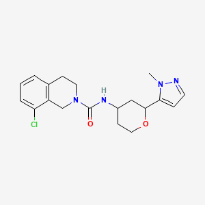 8-chloro-N-[2-(2-methylpyrazol-3-yl)oxan-4-yl]-3,4-dihydro-1H-isoquinoline-2-carboxamide