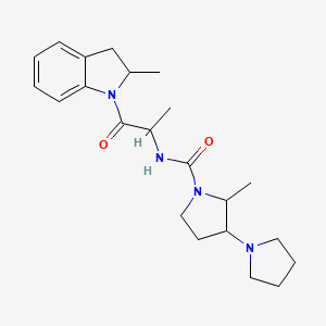 2-methyl-N-[1-(2-methyl-2,3-dihydroindol-1-yl)-1-oxopropan-2-yl]-3-pyrrolidin-1-ylpyrrolidine-1-carboxamide