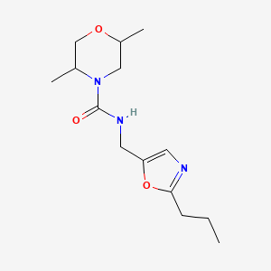 2,5-dimethyl-N-[(2-propyl-1,3-oxazol-5-yl)methyl]morpholine-4-carboxamide