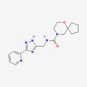 N-[(3-pyridin-2-yl-1H-1,2,4-triazol-5-yl)methyl]-6-oxa-9-azaspiro[4.5]decane-9-carboxamide