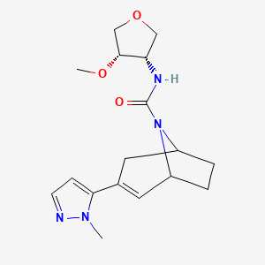 N-[(3S,4S)-4-methoxyoxolan-3-yl]-3-(2-methylpyrazol-3-yl)-8-azabicyclo[3.2.1]oct-2-ene-8-carboxamide