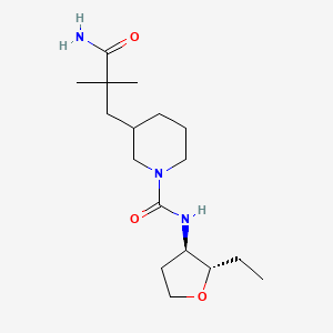 3-(3-amino-2,2-dimethyl-3-oxopropyl)-N-[(2S,3R)-2-ethyloxolan-3-yl]piperidine-1-carboxamide