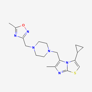 3-[[4-[(3-Cyclopropyl-6-methylimidazo[2,1-b][1,3]thiazol-5-yl)methyl]piperazin-1-yl]methyl]-5-methyl-1,2,4-oxadiazole