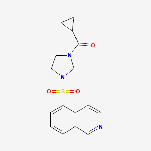 molecular formula C16H17N3O3S B6807330 Cyclopropyl-(3-isoquinolin-5-ylsulfonylimidazolidin-1-yl)methanone 