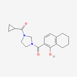 molecular formula C18H22N2O3 B6808143 Cyclopropyl-[3-(1-hydroxy-5,6,7,8-tetrahydronaphthalene-2-carbonyl)imidazolidin-1-yl]methanone 