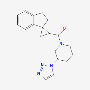 molecular formula C19H22N4O B6810069 Spiro[1,2-dihydroindene-3,2'-cyclopropane]-1'-yl-[3-(triazol-1-yl)piperidin-1-yl]methanone 