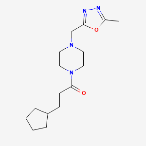 3-Cyclopentyl-1-[4-[(5-methyl-1,3,4-oxadiazol-2-yl)methyl]piperazin-1-yl]propan-1-one