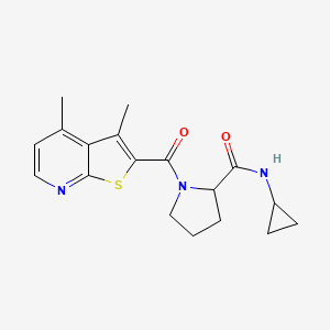 N-cyclopropyl-1-(3,4-dimethylthieno[2,3-b]pyridine-2-carbonyl)pyrrolidine-2-carboxamide