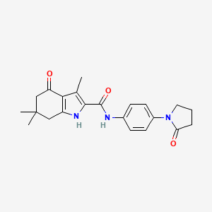 3,6,6-trimethyl-4-oxo-N-[4-(2-oxopyrrolidin-1-yl)phenyl]-5,7-dihydro-1H-indole-2-carboxamide