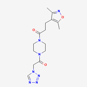 3-(3,5-Dimethyl-1,2-oxazol-4-yl)-1-[4-[2-(tetrazol-1-yl)acetyl]piperazin-1-yl]propan-1-one