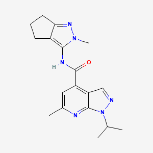 6-methyl-N-(2-methyl-5,6-dihydro-4H-cyclopenta[c]pyrazol-3-yl)-1-propan-2-ylpyrazolo[3,4-b]pyridine-4-carboxamide