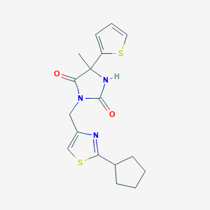 3-[(2-Cyclopentyl-1,3-thiazol-4-yl)methyl]-5-methyl-5-thiophen-2-ylimidazolidine-2,4-dione