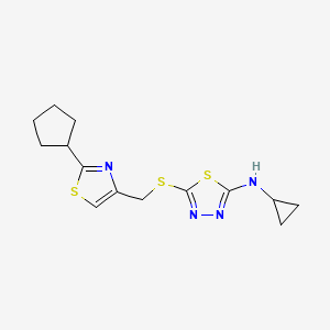 5-[(2-cyclopentyl-1,3-thiazol-4-yl)methylsulfanyl]-N-cyclopropyl-1,3,4-thiadiazol-2-amine