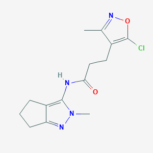 3-(5-chloro-3-methyl-1,2-oxazol-4-yl)-N-(2-methyl-5,6-dihydro-4H-cyclopenta[c]pyrazol-3-yl)propanamide