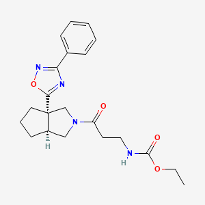 molecular formula C21H26N4O4 B6814723 ethyl N-[3-[(3aS,6aS)-3a-(3-phenyl-1,2,4-oxadiazol-5-yl)-1,3,4,5,6,6a-hexahydrocyclopenta[c]pyrrol-2-yl]-3-oxopropyl]carbamate 