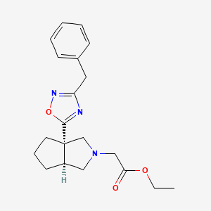 molecular formula C20H25N3O3 B6815097 ethyl 2-[(3aS,6aS)-3a-(3-benzyl-1,2,4-oxadiazol-5-yl)-1,3,4,5,6,6a-hexahydrocyclopenta[c]pyrrol-2-yl]acetate 