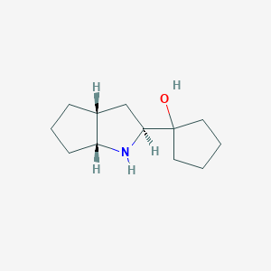 molecular formula C12H21NO B068196 Cyclopentanol, 1-(octahydrocyclopenta[b]pyrrol-2-yl)-, [2S-(2-alpha-,3a-alpha-,6a-alpha-)]-(9CI) CAS No. 189273-19-6