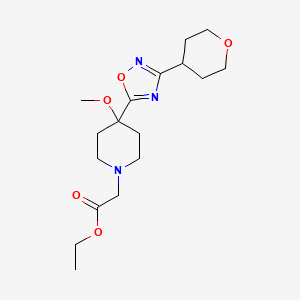 molecular formula C17H27N3O5 B6821883 Ethyl 2-[4-methoxy-4-[3-(oxan-4-yl)-1,2,4-oxadiazol-5-yl]piperidin-1-yl]acetate 