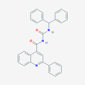 molecular formula C30H23N3O2 B068265 4-Quinolinecarboxamide, N-(((diphenylmethyl)amino)carbonyl)-2-phenyl- CAS No. 171258-71-2