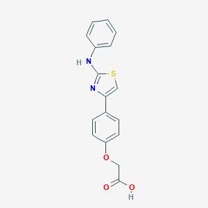molecular formula C17H14N2O3S B068282 Acetic acid, (4-(2-phenylamino)-4-thiazolyl)phenoxy- CAS No. 168127-35-3