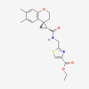 molecular formula C21H24N2O4S B6829206 ethyl 2-[[[(1'R,4S)-6,7-dimethylspiro[2,3-dihydrochromene-4,2'-cyclopropane]-1'-carbonyl]amino]methyl]-1,3-thiazole-4-carboxylate 