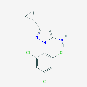 molecular formula C12H10Cl3N3 B068296 5-Amino-3-cyclopropyl-1-(2,4,6-trichlorophenyl)pyrazole CAS No. 175137-50-5
