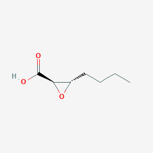 molecular formula C7H12O3 B068338 2-Oxiranecarboxylic acid, 3-butyl-, (2R,3S)- CAS No. 181378-55-2