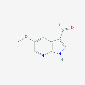 molecular formula C9H8N2O2 B068376 1H-Pyrrolo[2,3-B]pyridine-3-carboxaldehyde, 5-methoxy- CAS No. 183208-38-0