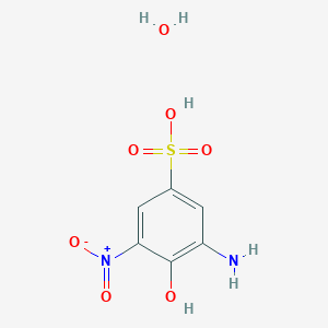 molecular formula C6H8N2O7S B068390 3-Amino-4-hydroxy-5-nitrobenzene-1-sulfonic acid hydrate CAS No. 175278-60-1