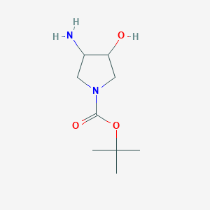 molecular formula C9H18N2O3 B068418 tert-Butyl 3-amino-4-hydroxypyrrolidine-1-carboxylate CAS No. 190141-99-2