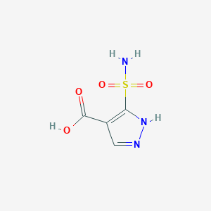 molecular formula C4H5N3O4S B068430 1H-吡唑-4-羧酸，3-(氨基磺酰基)- CAS No. 178880-04-1
