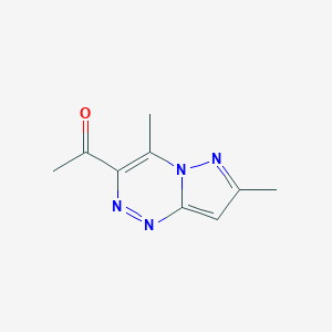 molecular formula C9H10N4O B068434 1-(4,7-二甲基吡唑并[5,1-c][1,2,4]三嗪-3-基)乙-1-酮 CAS No. 175137-64-1