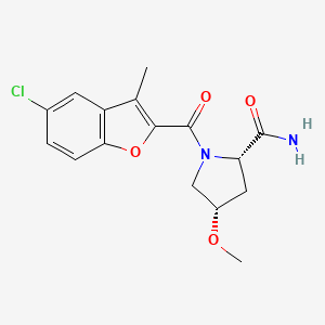 (2S,4S)-1-(5-chloro-3-methyl-1-benzofuran-2-carbonyl)-4-methoxypyrrolidine-2-carboxamide