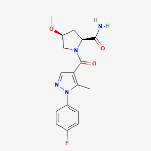 (2S,4S)-1-[1-(4-fluorophenyl)-5-methylpyrazole-4-carbonyl]-4-methoxypyrrolidine-2-carboxamide