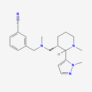 3-[[methyl-[[(2R,3S)-1-methyl-2-(2-methylpyrazol-3-yl)piperidin-3-yl]methyl]amino]methyl]benzonitrile