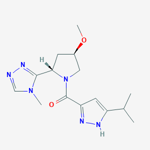 [(2S,4R)-4-methoxy-2-(4-methyl-1,2,4-triazol-3-yl)pyrrolidin-1-yl]-(5-propan-2-yl-1H-pyrazol-3-yl)methanone