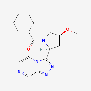 molecular formula C17H23N5O2 B6846957 cyclohexyl-[(2S,4R)-4-methoxy-2-([1,2,4]triazolo[4,3-a]pyrazin-3-yl)pyrrolidin-1-yl]methanone 