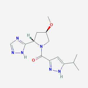 [(2S,4R)-4-methoxy-2-(1H-1,2,4-triazol-5-yl)pyrrolidin-1-yl]-(5-propan-2-yl-1H-pyrazol-3-yl)methanone