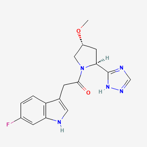 2-(6-fluoro-1H-indol-3-yl)-1-[(2S,4R)-4-methoxy-2-(1H-1,2,4-triazol-5-yl)pyrrolidin-1-yl]ethanone