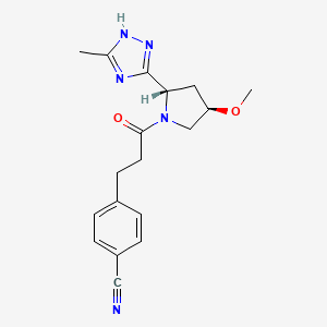 4-[3-[(2S,4R)-4-methoxy-2-(5-methyl-1H-1,2,4-triazol-3-yl)pyrrolidin-1-yl]-3-oxopropyl]benzonitrile