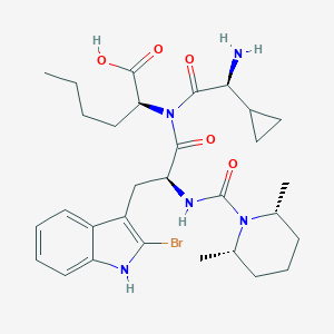 molecular formula C30H42BrN5O5 B068552 N-cis-2,6-Dimethylpiperidinocarbonyl-2-cyclopropylglycyl-2-bromotryptophanyl-norleucine CAS No. 166735-10-0